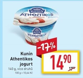 Jogurt ochucený řeckého typu Athentikos Kunín