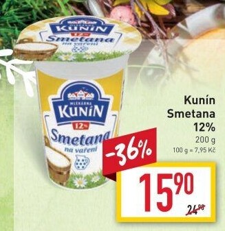 Smetana na vaření Kunín 12%