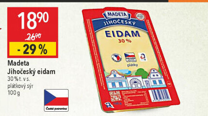 Sýr Eidam Jihočeský 30% Madeta