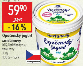 Bílý jogurt smetanový Opočenský Bohemilk