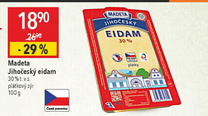 Sýr Eidam Jihočeský 30% Madeta
