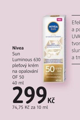 Krém pleťový na opalování OF 50 Luminous 630 Nivea Sun