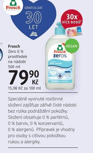 Prostředek na nádobí Zero 0% Frosch