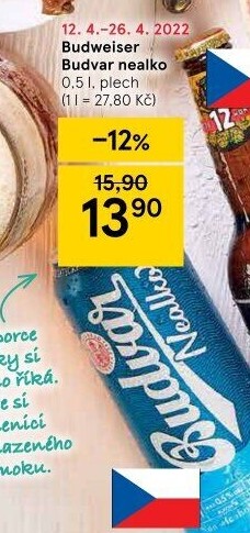Nealkoholické pivo Budweiser Budvar