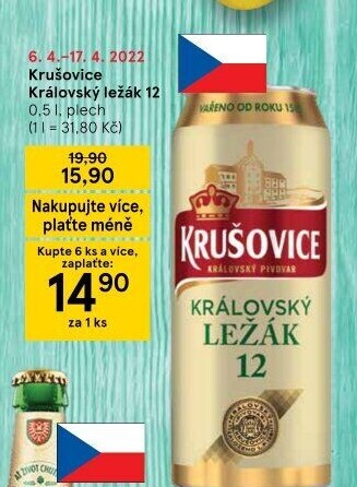 Pivo světlý ležák Královská 12° Krušovice