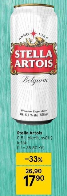 Pivo světlý ležák Stella Artois