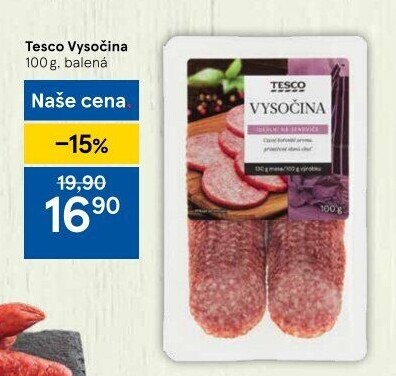 Salám Vysočina Tesco