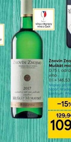 Víno Muškát moravský Znovín Znojmo