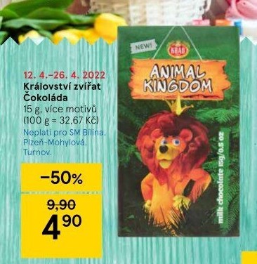 Čokoláda Animal Kingdom Kraš
