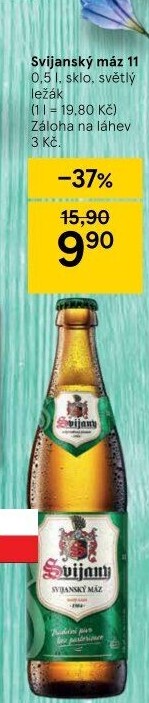 Pivo světlý ležák 11° Svijanský Máz Svijany