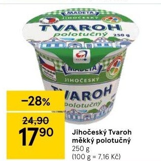 Tvaroh polotučný Jihočeský Madeta