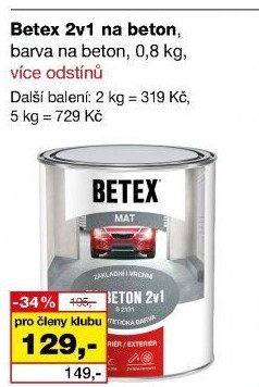 Barva na beton 2v1 Betex Barvy a laky Hostivař