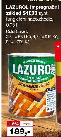 Impregnační základ na dřevo Lazurol