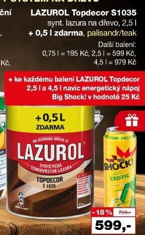 Lazura na dřevo Topdecor Lazurol