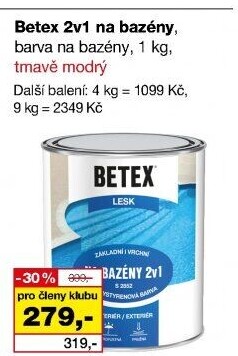 Nátěr 2v1 na bazény Betex