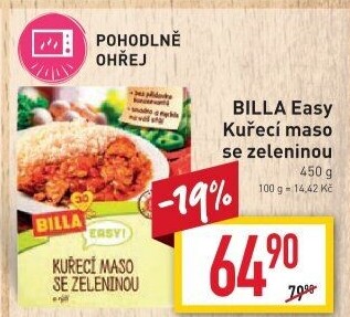 Kuřecí maso se zeleninou a rýží Easy Billa