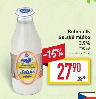 Mléko čerstvé selské Opočenské Bohemilk