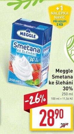 Smetana ke šlehání trvanlivá Meggle 30%