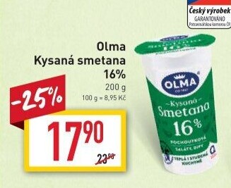 Smetana zakysaná Olma 16%