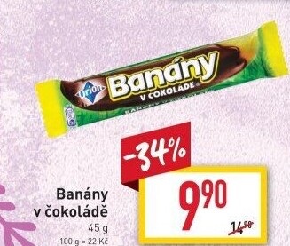 Tyčinka Banány v čokoládě Orion