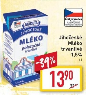 Mléko trvanlivé Jihočeské Madeta - 1,5% polotučné