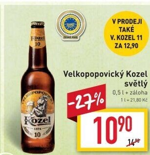 Pivo světlé Velkopopovický Kozel