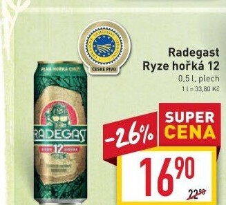 Pivo světlý ležák 12° Ryze hořká Radegast