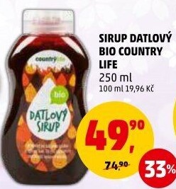 Datlový sirup bio Country Life