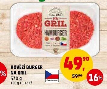 Hovězí burger Na gril Penny