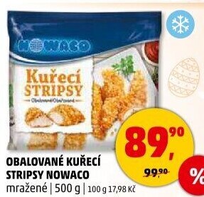 Kuřecí stripsy mražené Nowaco