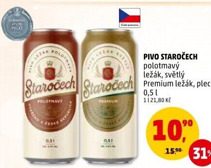 Pivo polotmavý ležák Staročech