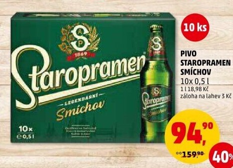 Pivo světlé výčepní 10° Smíchov Staropramen