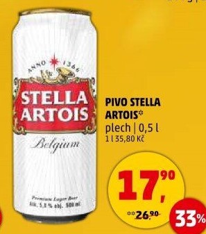 Pivo světlý ležák Stella Artois