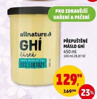 Přepuštěné máslo Ghí Allnature