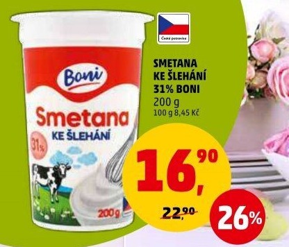 Smetana ke šlehání Boni 31%