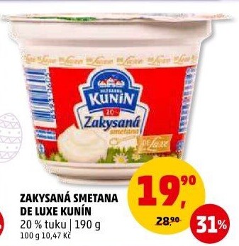 Zakysaná smetana de luxe Kunín 20%