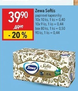 Papírové kapesníčky 4vrstvé Softis Zewa - box