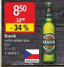 Pivo světlé výčepní 10° Braník