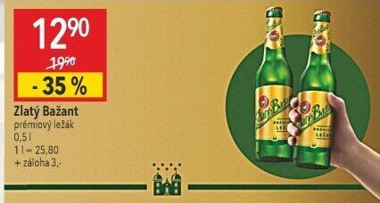 Pivo světlý ležák 12° Zlatý Bažant