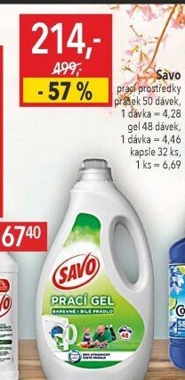 Prací gel bez chloru Savo