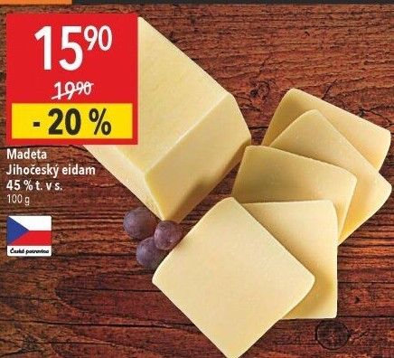 Sýr Eidam Jihočeský 45% Madeta