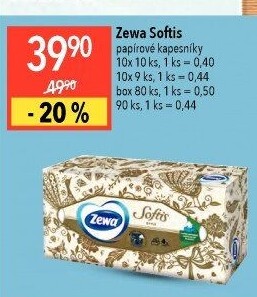 Papírové kapesníčky 4vrstvé Softis Zewa - box