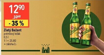 Pivo světlý ležák 12° Zlatý Bažant