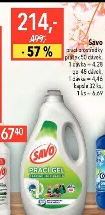 Prací gel bez chloru Savo