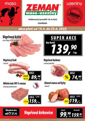 akční leták ZEMAN maso - uzeniny 19.4.2022-23.4.2022