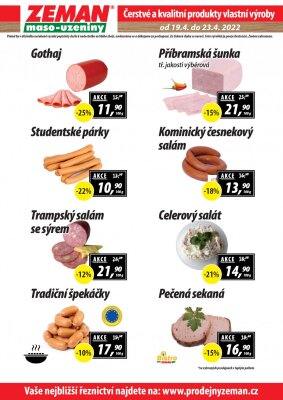 akční leták ZEMAN maso - uzeniny 19.4.2022-23.4.2022