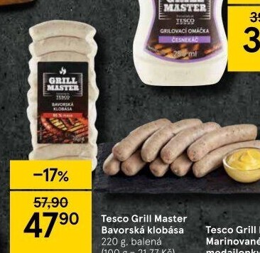 Bavorská klobása Grill Master Tesco