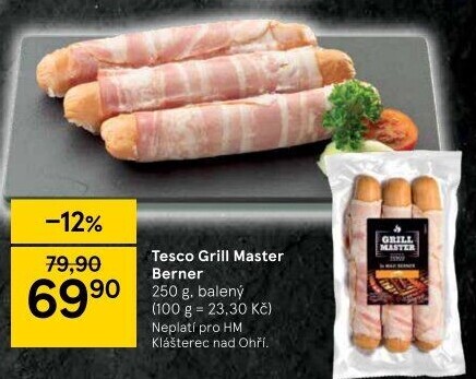 Berner se slaninou Grill Master Tesco