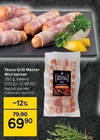 Miniberner se slaninou Grill Master Tesco
