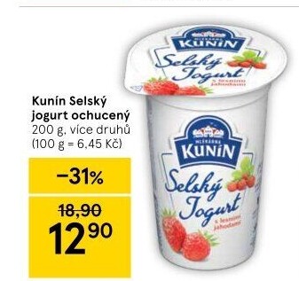 Ochucený jogurt selský Kunín